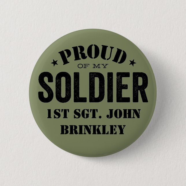 Olive Green Proud of my Army SOLDIER with Name Button (Front)