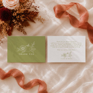 Olive Green Pumpkin Fall Wedding Thank You Card