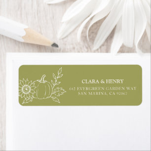 Olive Green Pumpkin Thanksgiving Address Label