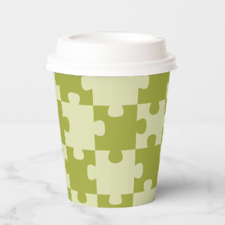 Olive Green Puzzle Piece Geometric Seamless Paper Cups