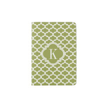 Olive Green Quatrefoil Monogram