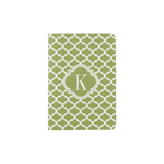 Olive Green Quatrefoil Monogram Passport Holder
