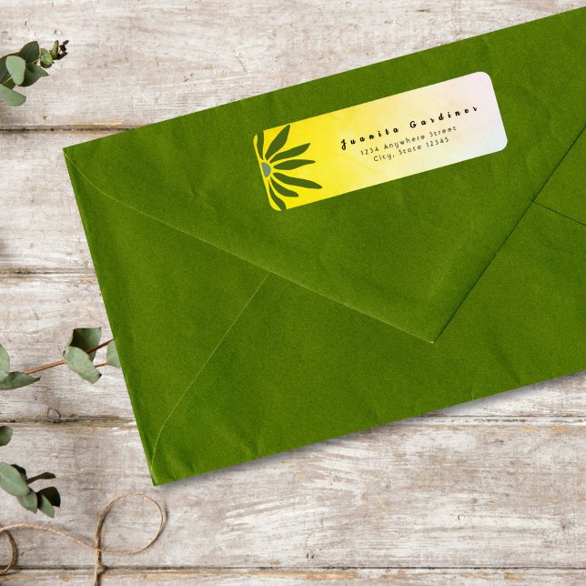 Olive Green Retro Mod Geometric Flower Label (Mid-century cool, made for the mail pile.)