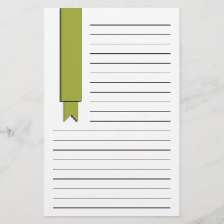 Olive Green Ribbon Lined Stationery