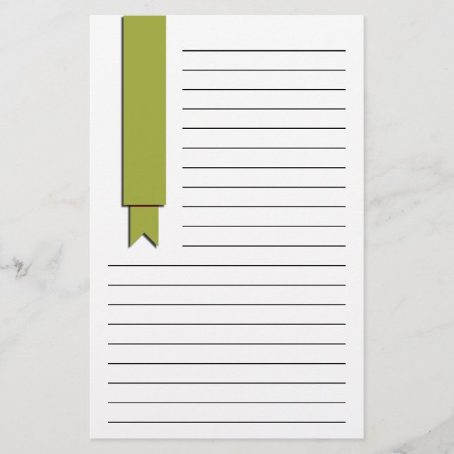 Olive Green Ribbon Lined Stationery (Front)