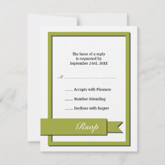 Olive Green Ribbon Rsvp Card