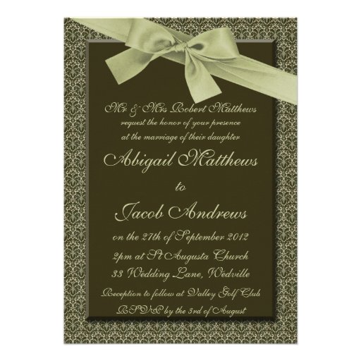 Olive Green Ribbon - Wedding Invitation 5