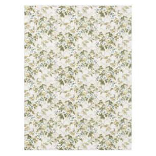 Olive Green Rose and Blue Floral Chintz Tablecloth