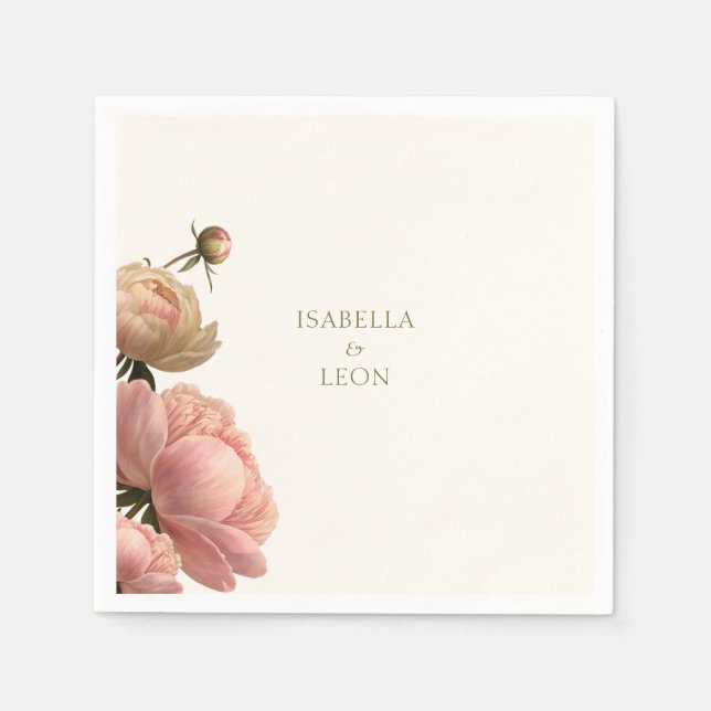 Olive Green & Rose Wedding Wedding Napkins (Front)