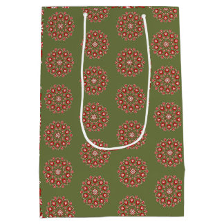Olive green rosemaling  medium gift bag