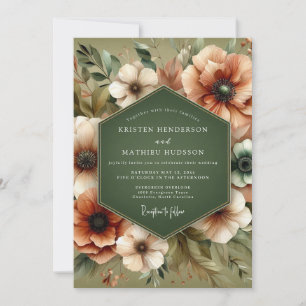 Olive Green Rustic Bloom Wedding Invitation