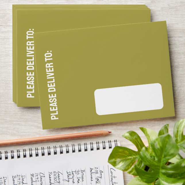Olive green Rustic Harmony Collection Envelope (Stacked)