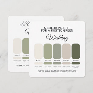 Olive Green Rustic Wedding Color Palette Card