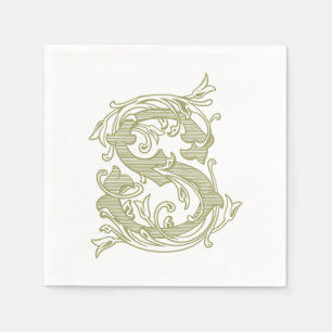 Olive Green "S" Monogram Cocktail Napkins