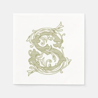 Olive Green "S" Monogram Cocktail Napkins