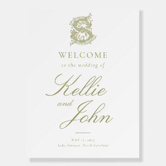 Olive Green "S" Monogram Wedding Poster
