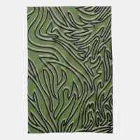 Personalized Leaves in Sage Green Kitchen Towel, Zazzle