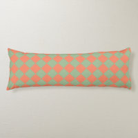 Olive Green Salmon Pink Checker Diamond Pattern