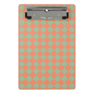 Olive Green Salmon Pink Checker Diamond Pattern  Mini Clipboard