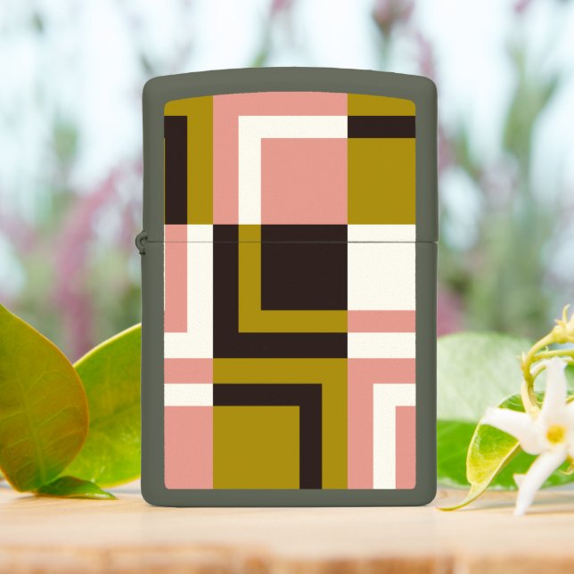 Olive Green Salmon Pink Coffee Ivory  Zippo Lighter (On Table)