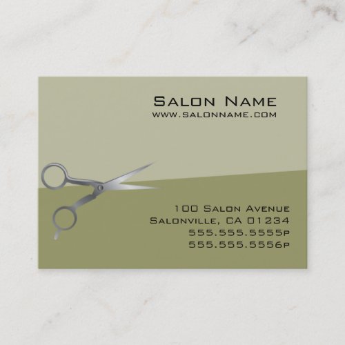Olive Green Salon Business and Punch Cards Business Card