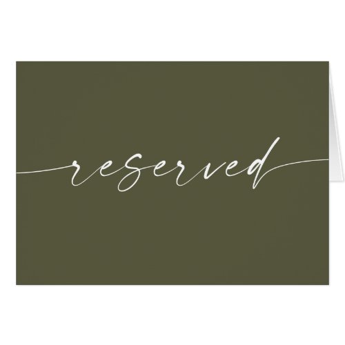 Olive green script minimalist wedding reserved