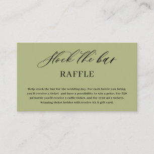 Olive  Green Script Stock the bar Bridal Shower  Enclosure Card