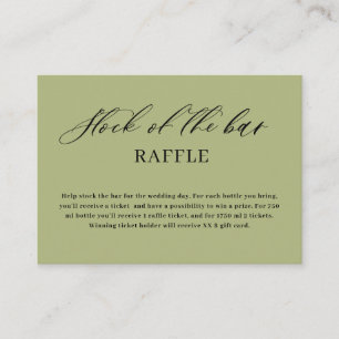 Olive Green Script Stock the bar Bridal Shower Enclosure Card