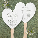 Olive Green Script Wedding Ceremony Heart Hand Fan<br><div class="desc">This stylish wedding program can be personalized with your special wedding day information featuring chic modern typography. Designed by Thisisnotme©</div>