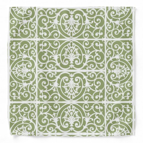Olive green scrollwork pattern bandana