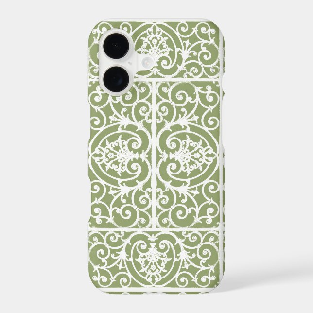 Olive green scrollwork pattern Case-Mate iPhone case (Back)