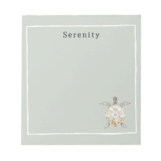 Olive Green Sea Turtle Personalized  Notepad (Front)