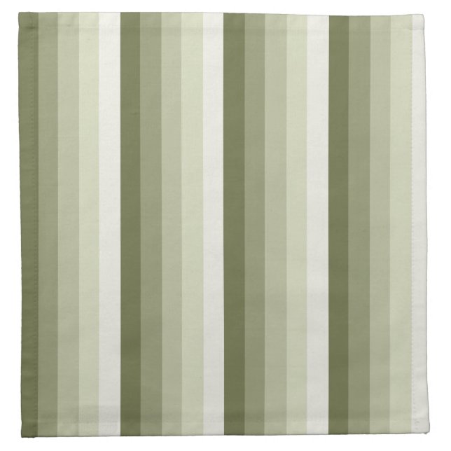Olive green shadow stripes cloth napkin (Front)