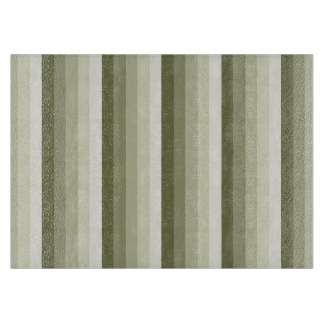 Olive green shadow stripes cutting board (Front)