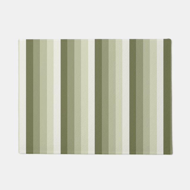 Olive green shadow stripes doormat (Front)