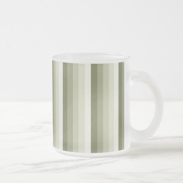 Olive green shadow stripes frosted glass coffee mug (Right)