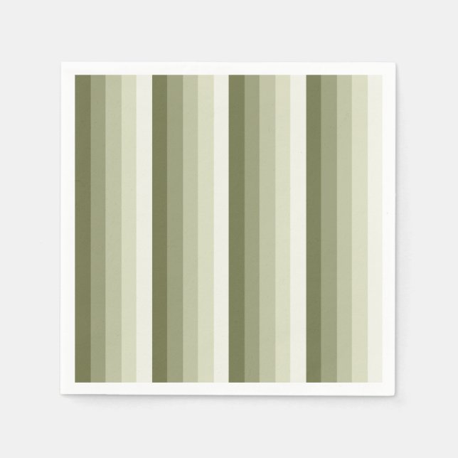 Olive green shadow stripes napkins (Front)