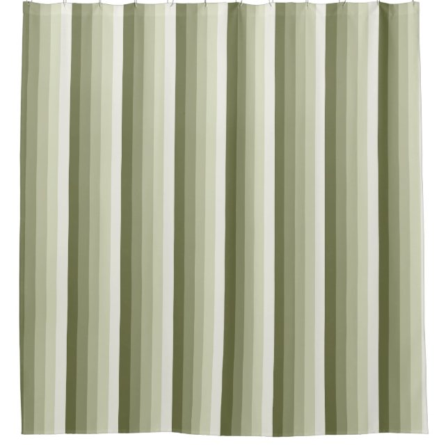 Olive green shadow stripes shower curtain (Front)