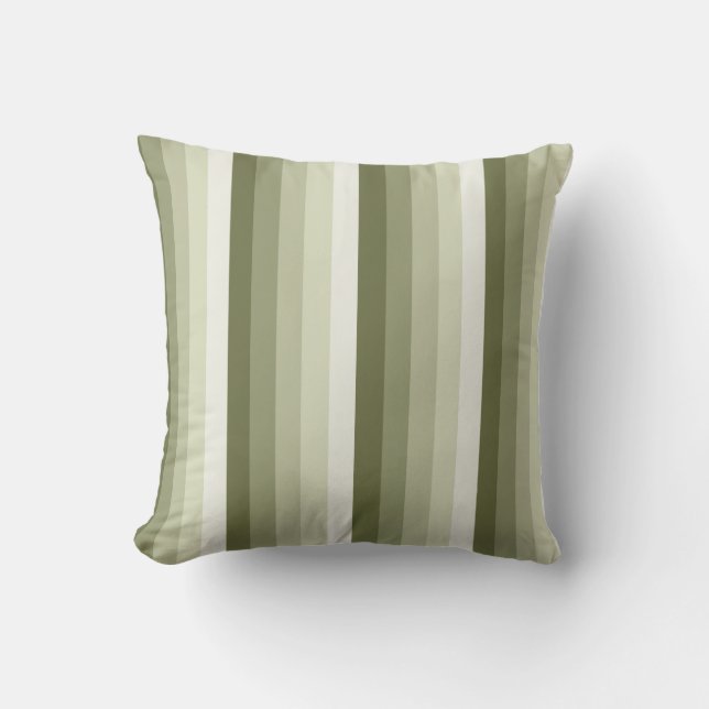 Olive green shadow stripes throw pillow (Front)
