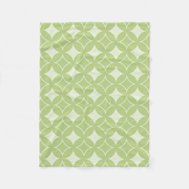 Olive green shippo pattern fleece blanket (Front)