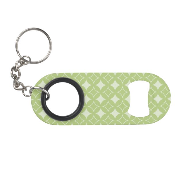 Olive green shippo pattern keychain bottle opener (Front (Horizontal))