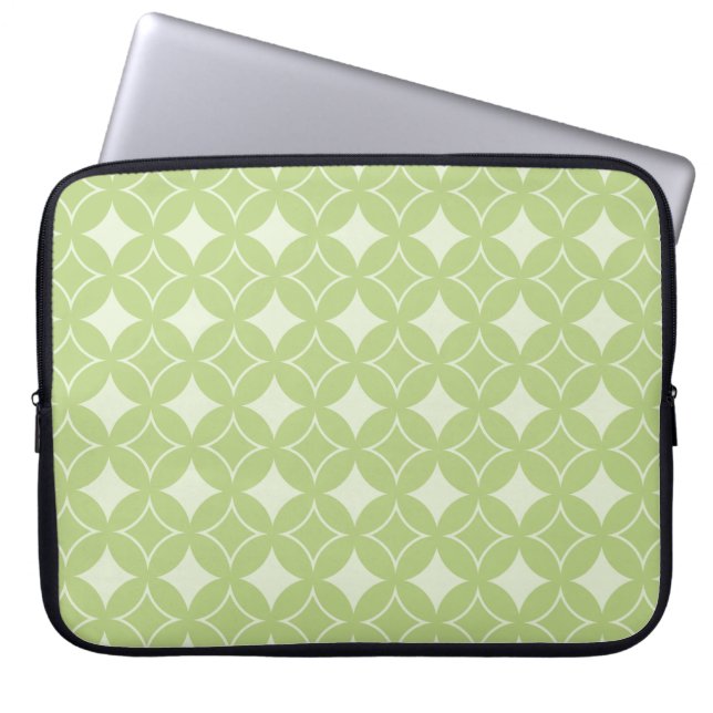 Olive green shippo pattern laptop sleeve (Front)