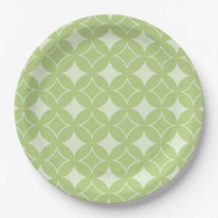 Olive green shippo pattern paper plates