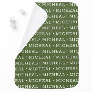 Olive Green Simple Boy Personalized Name Baby Blanket