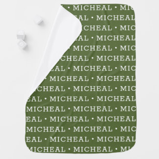 Olive Green Simple Boy Personalized Name Baby Blanket
