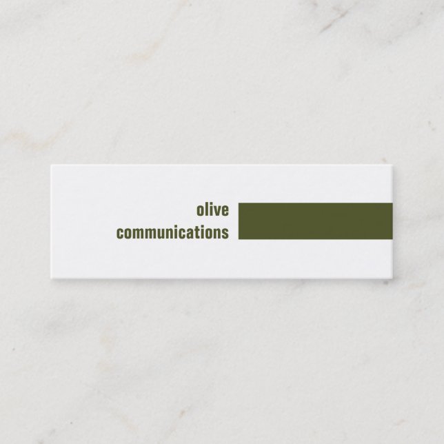Olive Green Simple Business Card (Front)