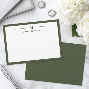 Olive Green Simple Classic Personalized Note Card