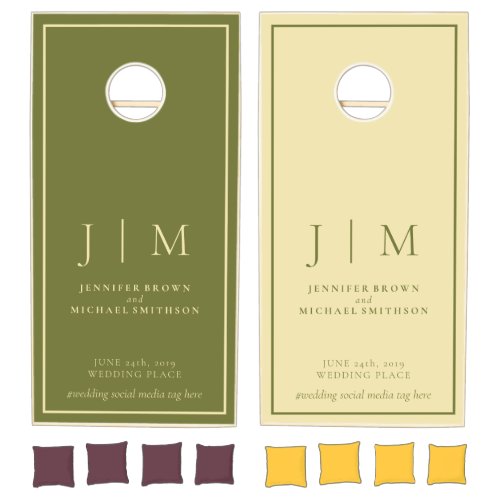 Olive Green Simple Formal Wedding Couple Cornhole Set