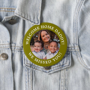 Olive Green Simple Message Arched Text and Photo Button