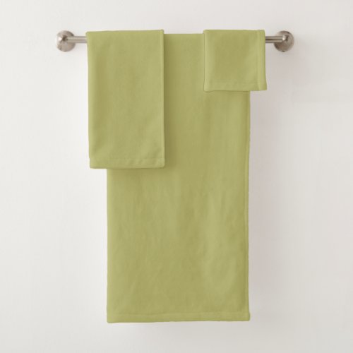 Olive Green Solid Color Bath Towel Set